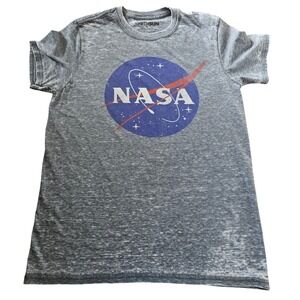 Fifth Sun NASA Logo Graphic T-Shirt Mens Medium Heather Gray Burnout Space Tee